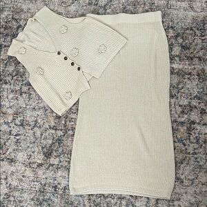 SHEIN Cream Knit Skirt Set